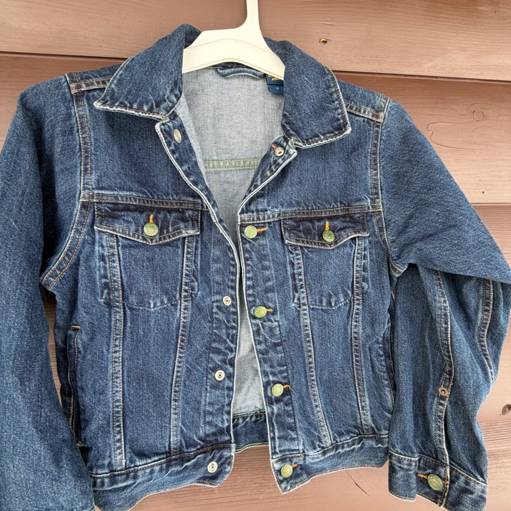 Vtg Oshkosh B'gosh Kids Denim Jacket Blue Kids Size 10 Classic Trucker Style - Picture 2 of 7